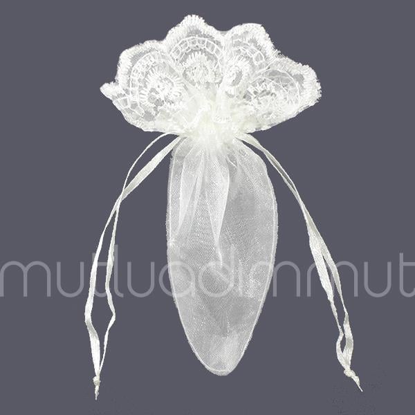 24 Adet 10x13cm Ağzı Dantel Üçgen Kese