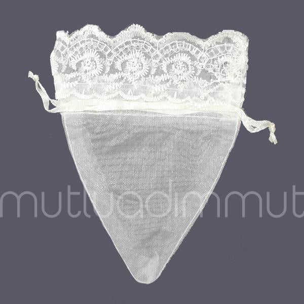 24 Adet 10x13cm Ağzı Dantel Üçgen Kese