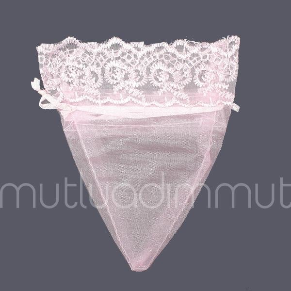 24 Adet 10x13cm Ağzı Dantel Üçgen Kese