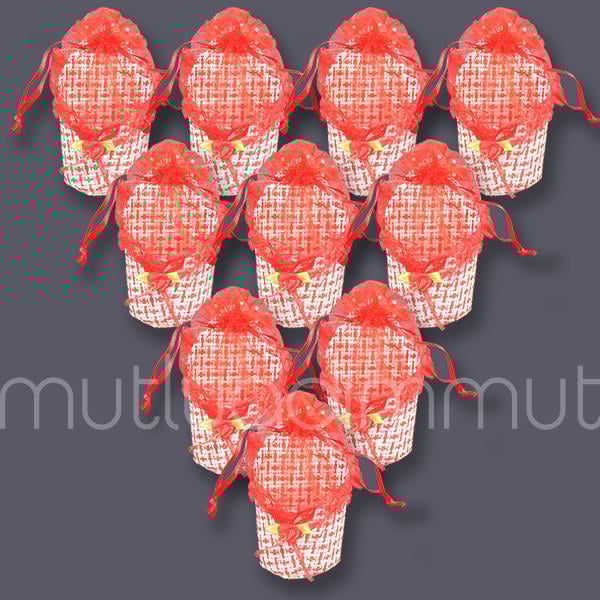 24 Adet Ağzı Üçgen Hasır Hediyelik Çanta Kese Çerezlik