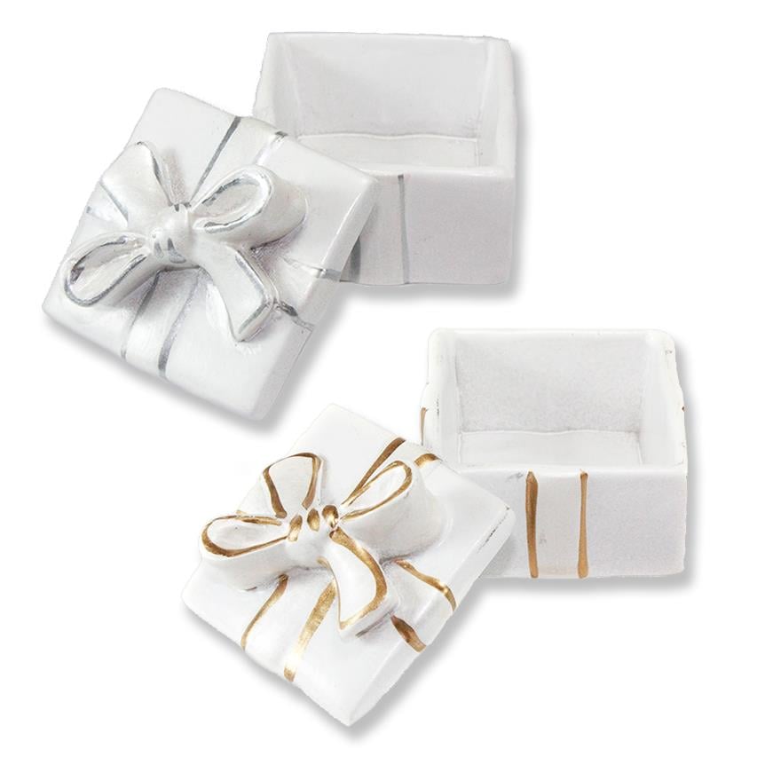 24 Adet Fiyonklu Kare Kutu Biblo 3x4cm