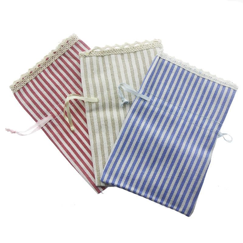 25 Adet 10x15cm Boyuna Çizgili Kumaş Kese