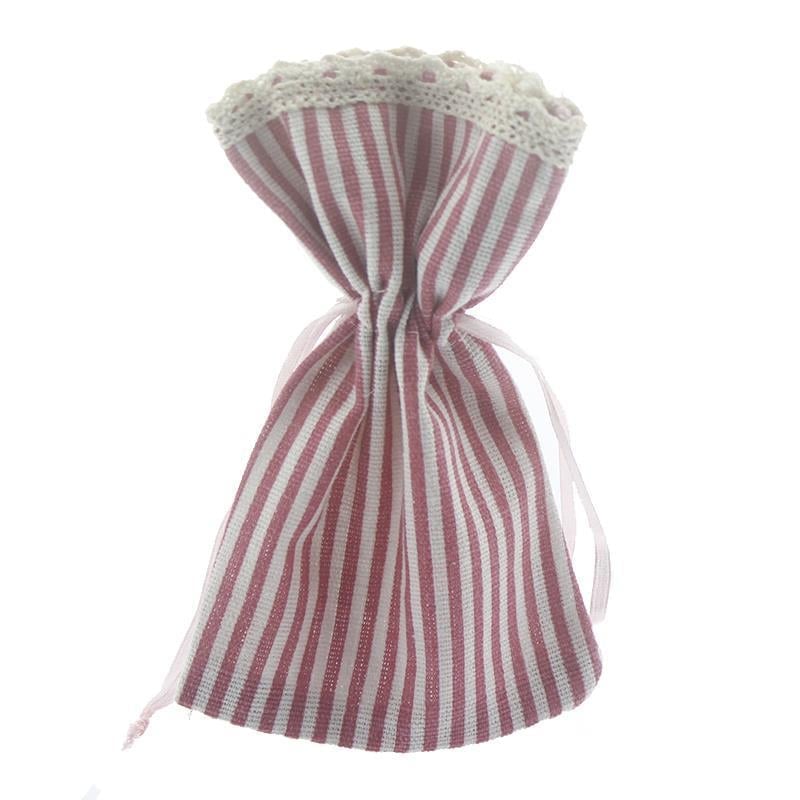 25 Adet 10x15cm Boyuna Çizgili Kumaş Kese