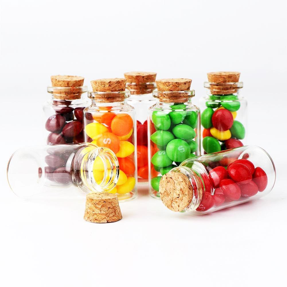 25 Adet 3x6cm Cam Tüp Şişe Mantar Tıpalı