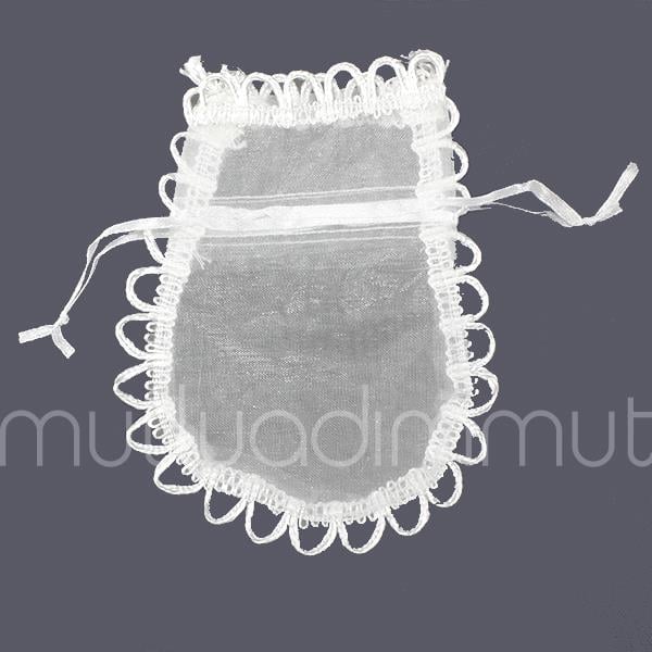 25 Adet 9x13cm Kenarları İşlemeli Organze Kese