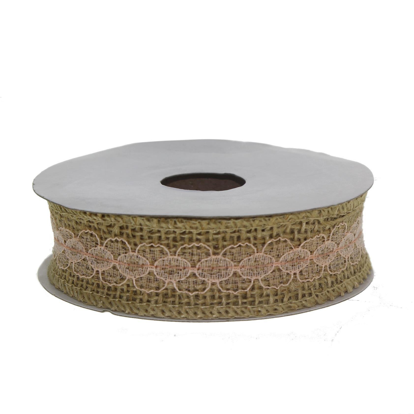 2,5cm X 4,5m Ortası Dantelli Doğal Rafya Kurdela