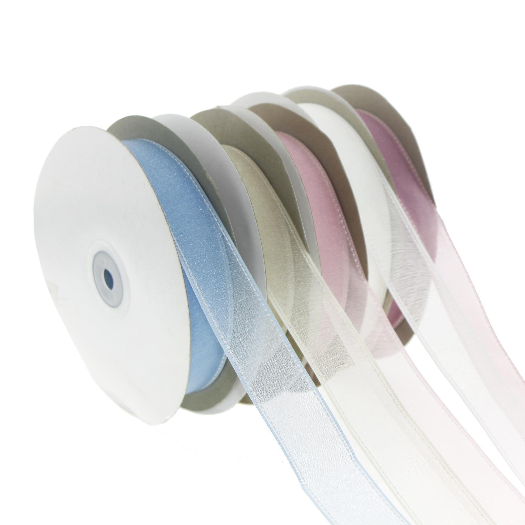 2,5cm x 45metre Kenarı Dikişli Organze Kumaş Kurdela