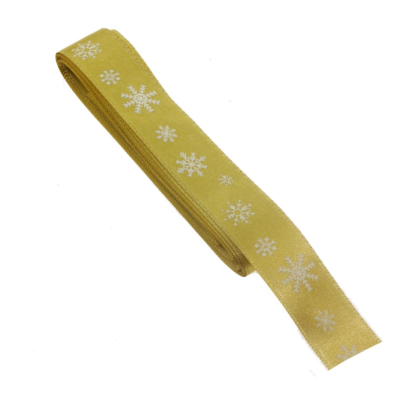 2,5cm x 5metre Kar Tanesi Basklı Saten Kurdela