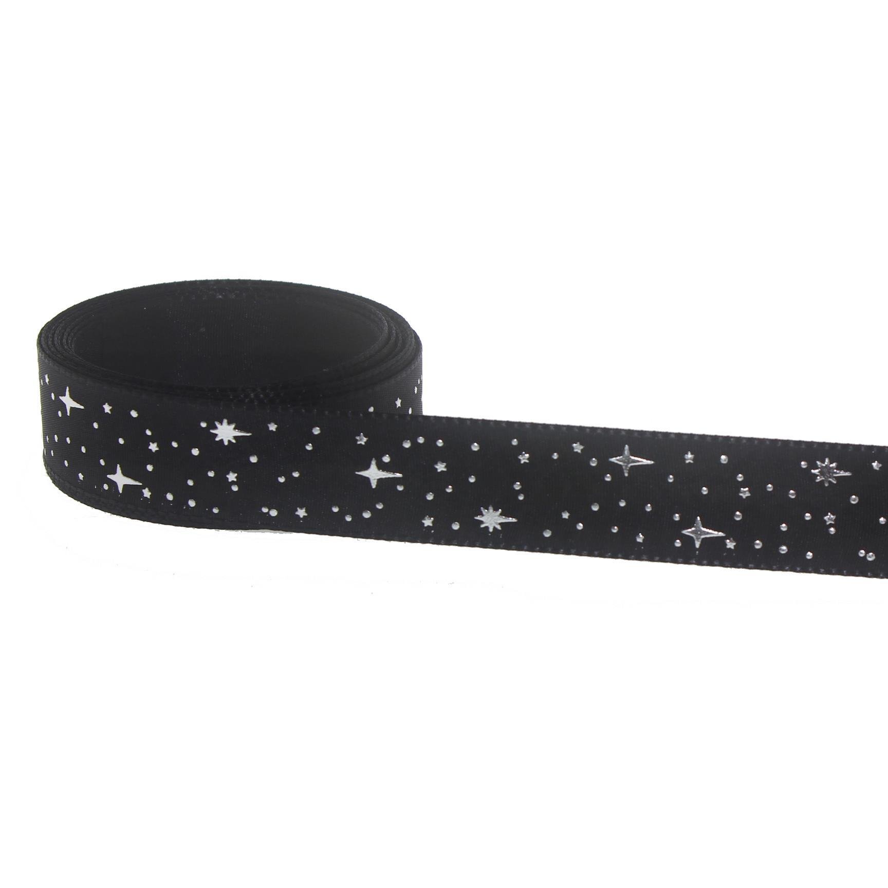 2,5cm x 5metre Parlak Yıldızlı Kumaş Kurdela