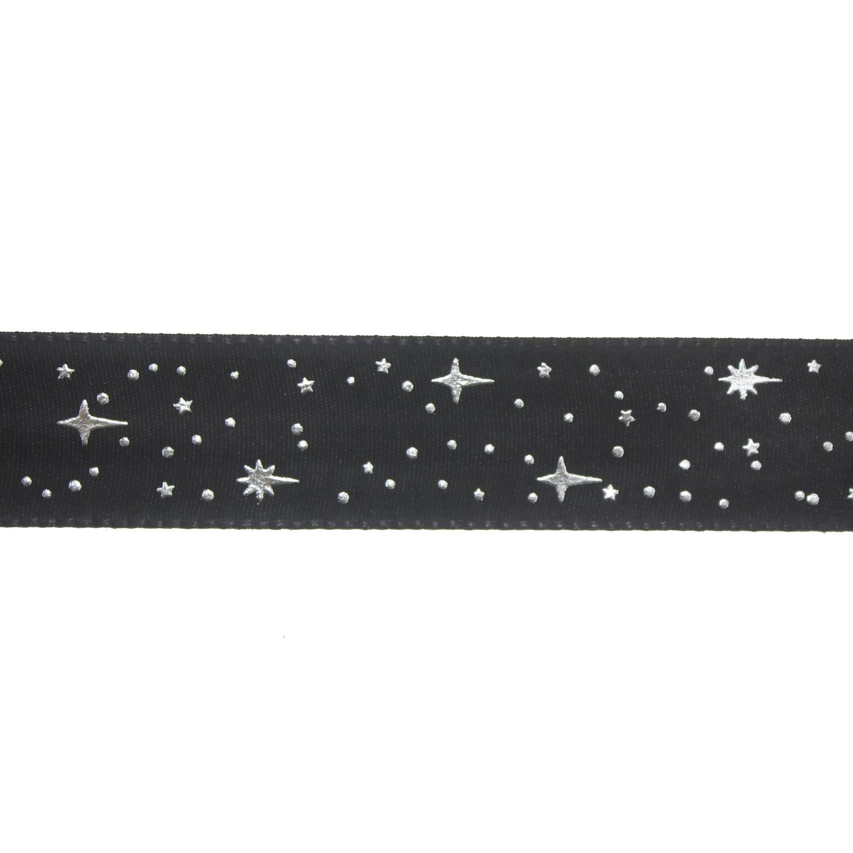 2,5cm x 5metre Parlak Yıldızlı Kumaş Kurdela