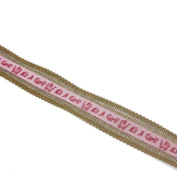 2,5cm X 9,1metre Baby Yazılı Keten Kurdela