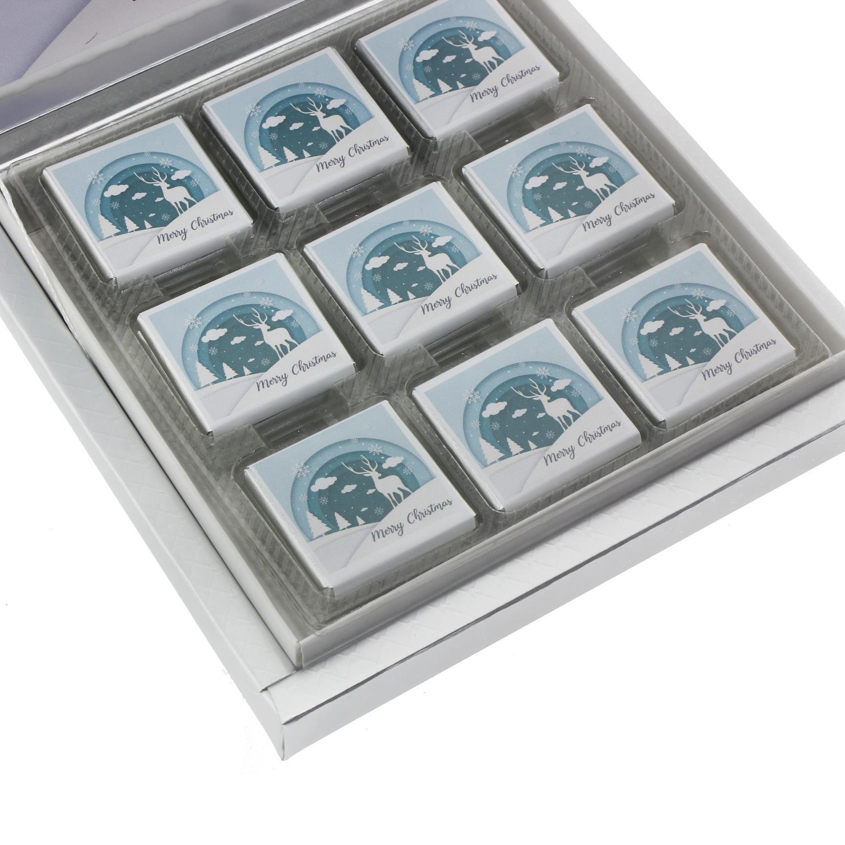 27 Adet Kişiye Özel Çikolata Geyikli Yılbaşı Karlı