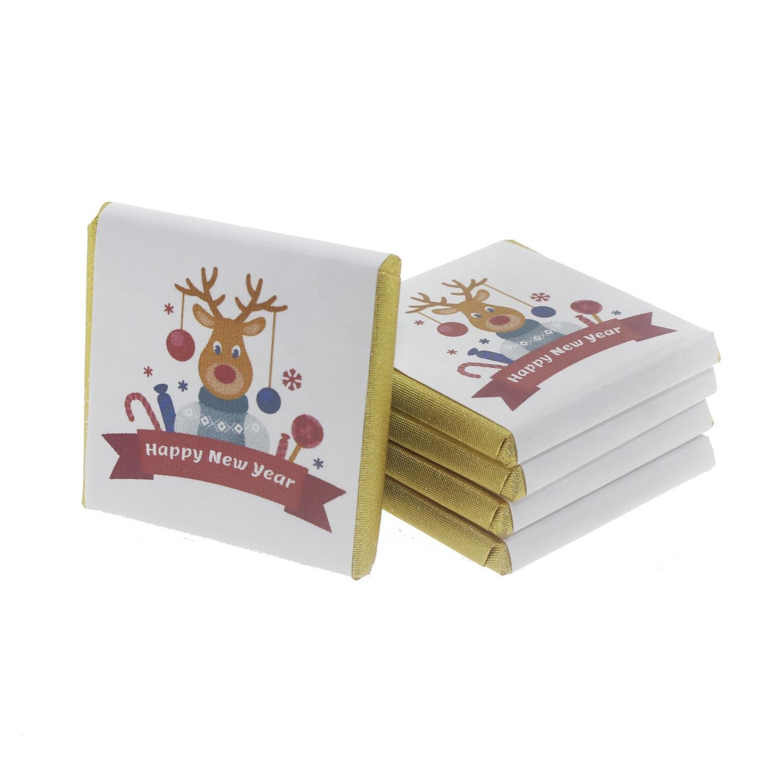 27 Adet Kişiye Özel Geyikli Madlen Çikolata Yılbaşı