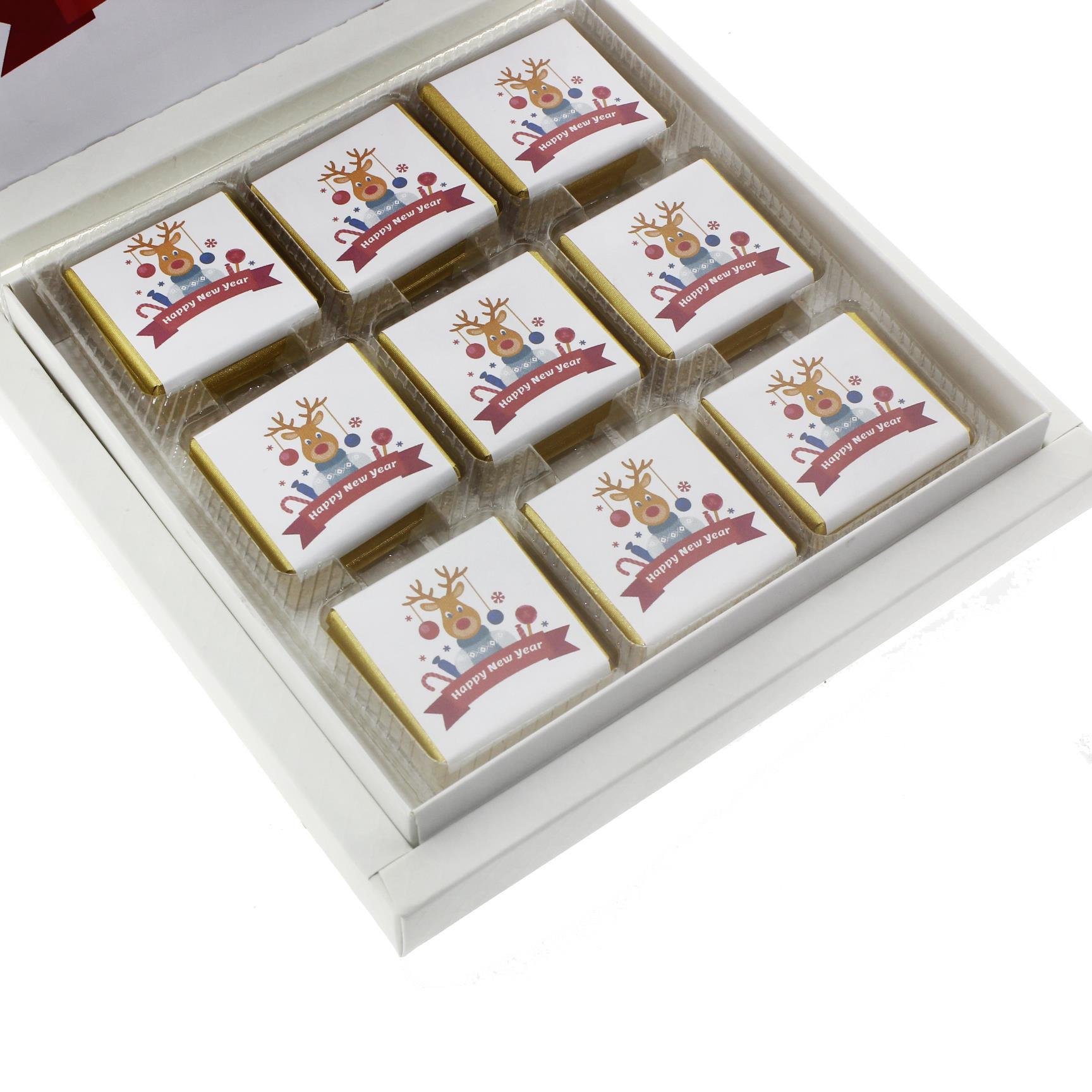 27 Adet Kişiye Özel Geyikli Madlen Çikolata Yılbaşı