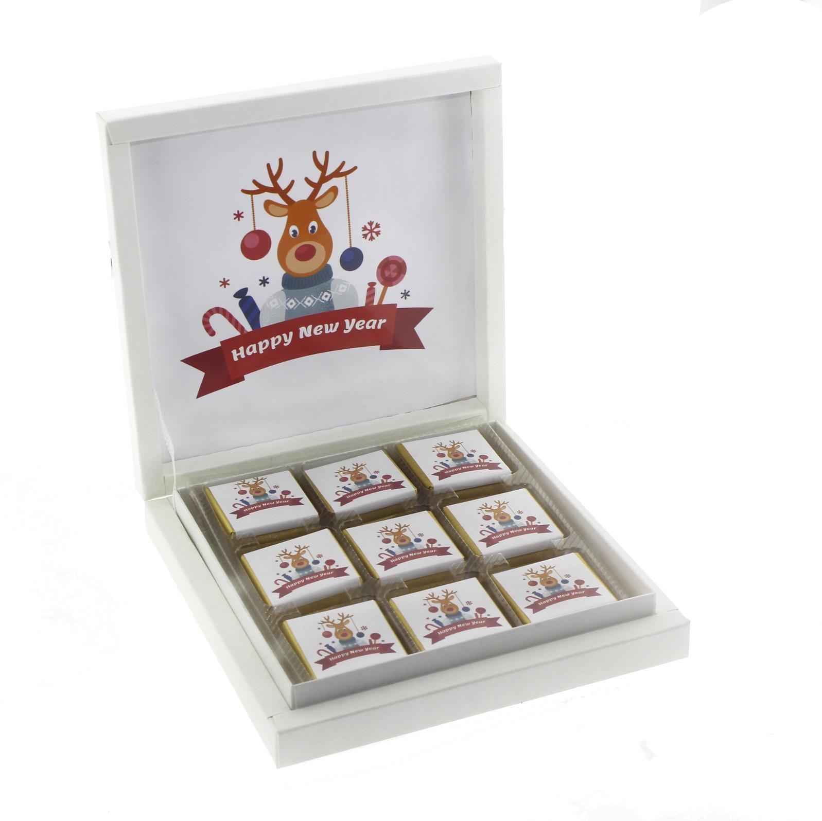 27 Adet Kişiye Özel Geyikli Madlen Çikolata Yılbaşı