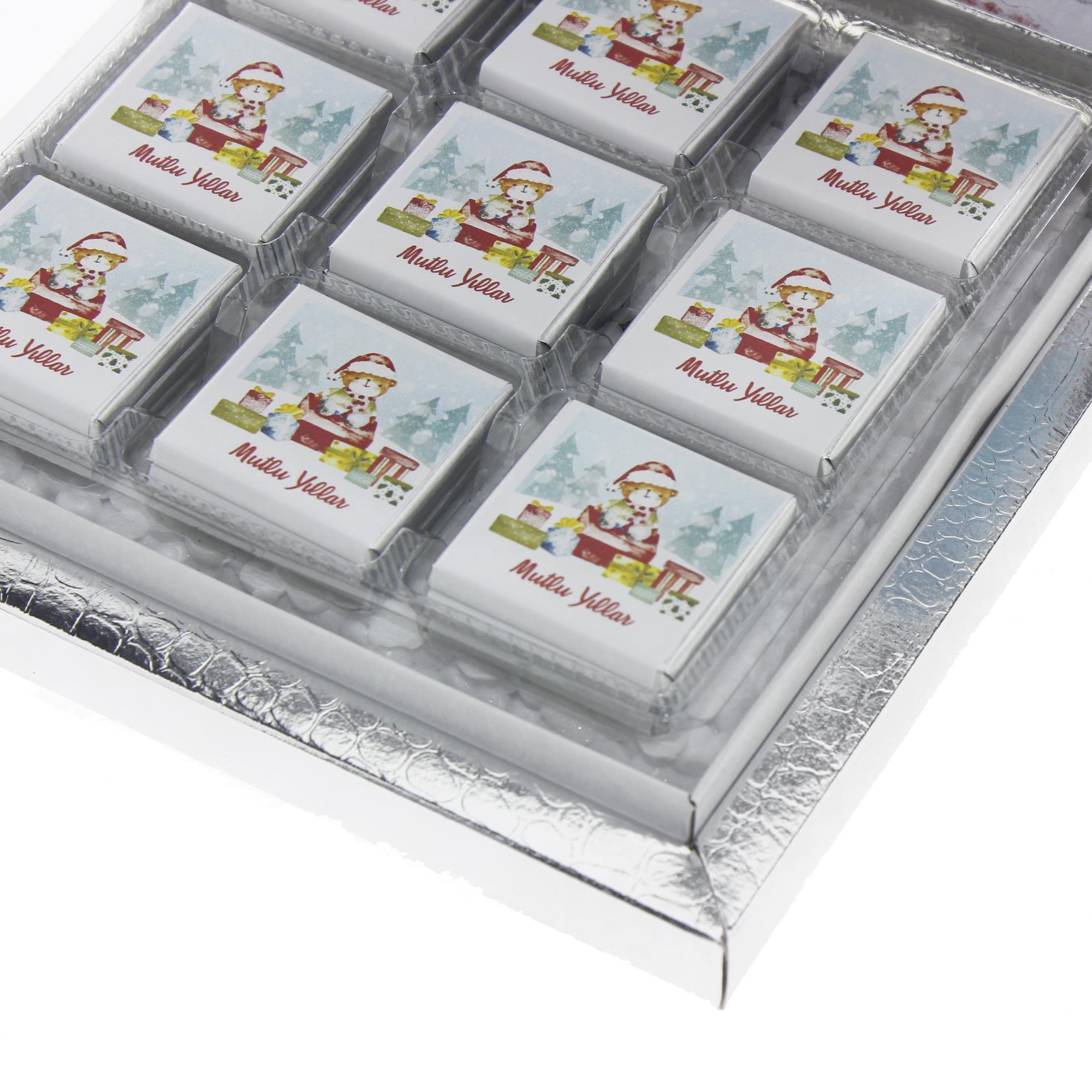 27 Adet Yılbaşı Çikolatası Madlen Yazı Baskılı Ayıcık