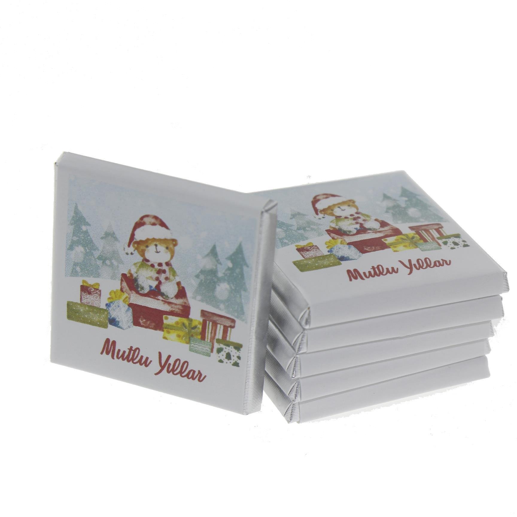 27 Adet Yılbaşı Çikolatası Madlen Yazı Baskılı Ayıcık