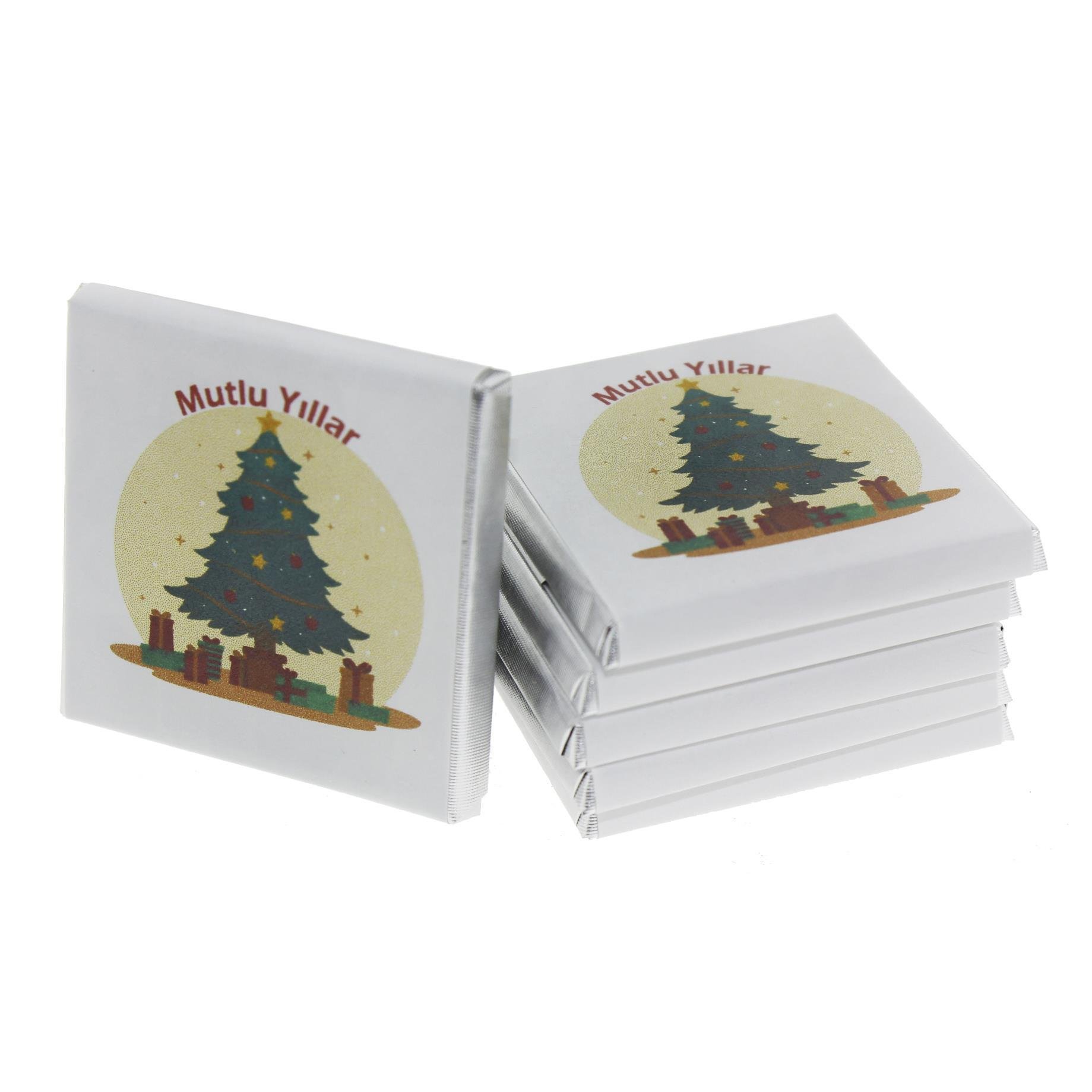 27 Adet Yılbaşı Çikolatası Madlen Yazılı Çam Ağacı