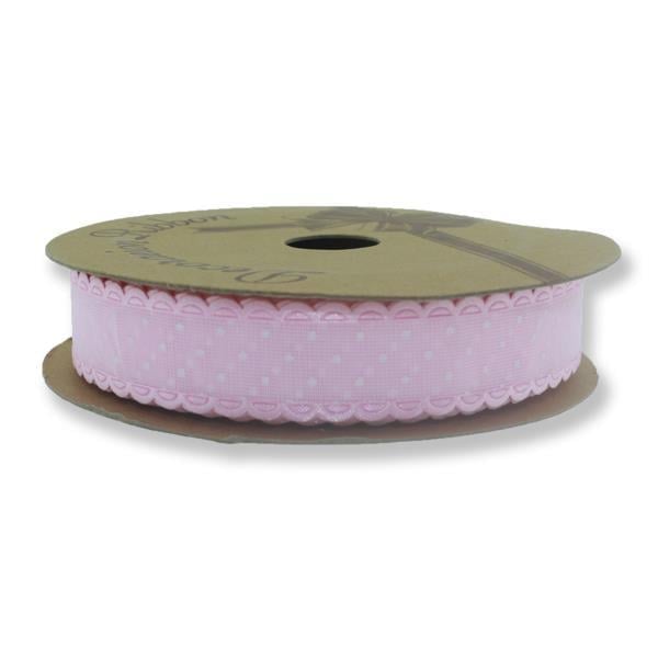 2cm x 10metre İki Kenarı Oyalı Puanlı Organze Kurdela