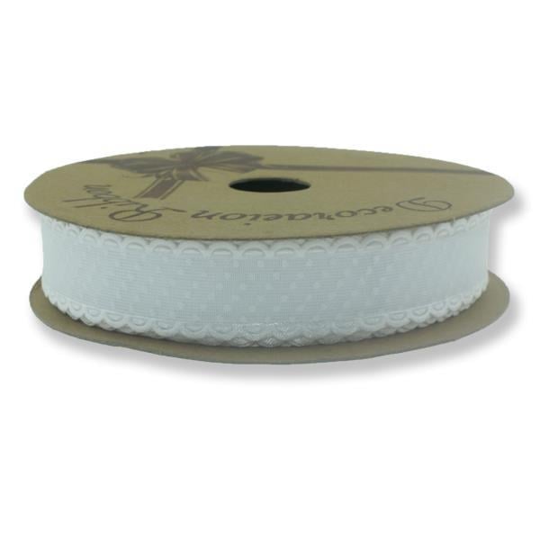 2cm x 10metre İki Kenarı Oyalı Puanlı Organze Kurdela