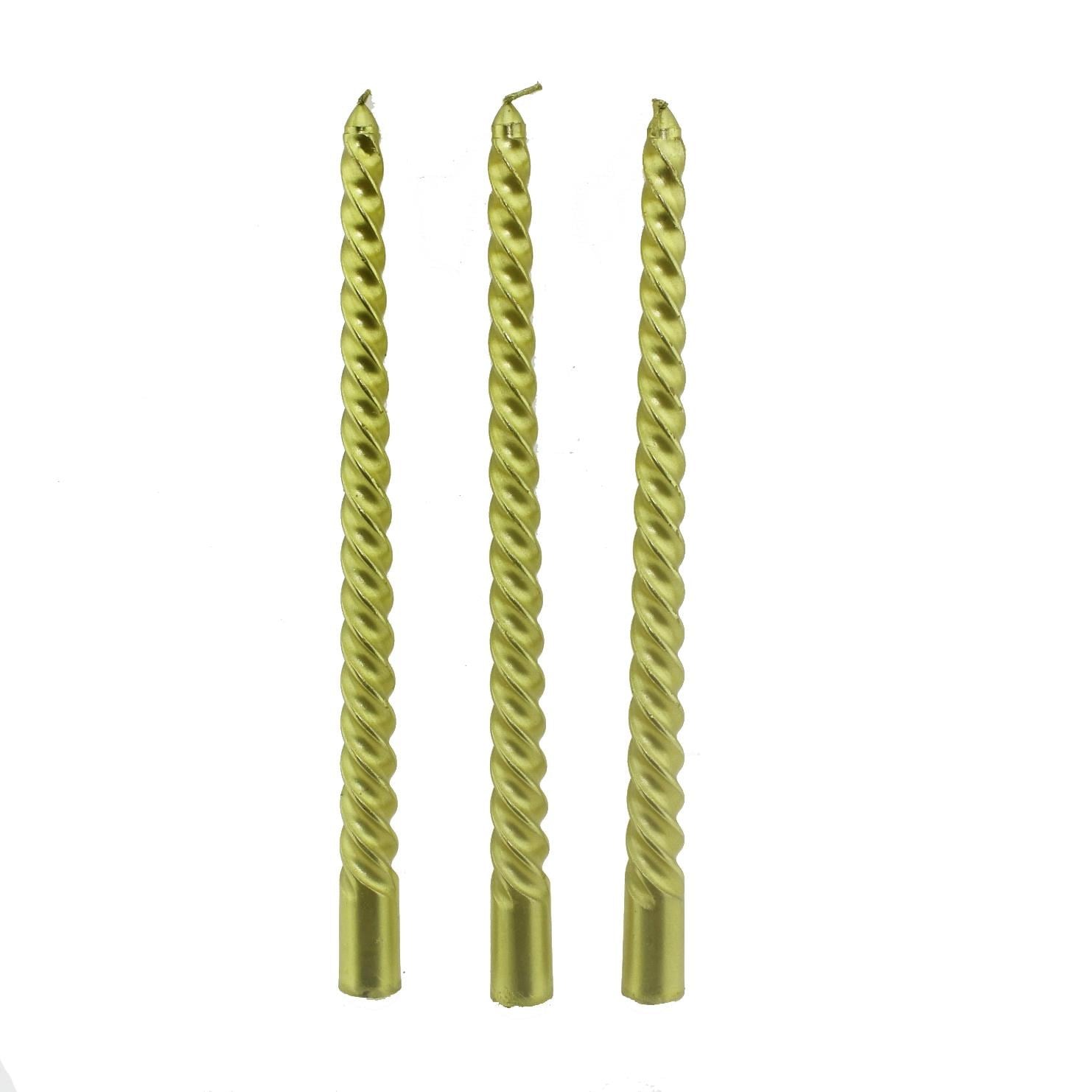 3 Adet 25cm Şamdan Mum Varaklı Spiral