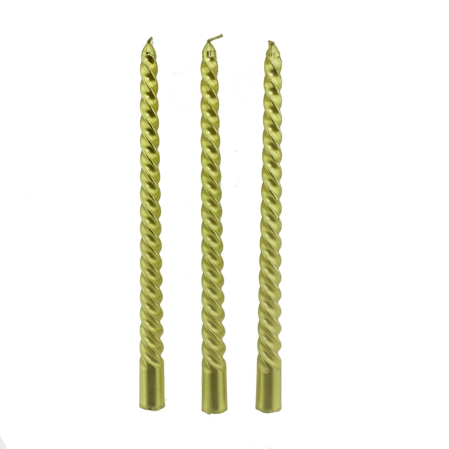 3 Adet 25cm Şamdan Mum Varaklı Spiral