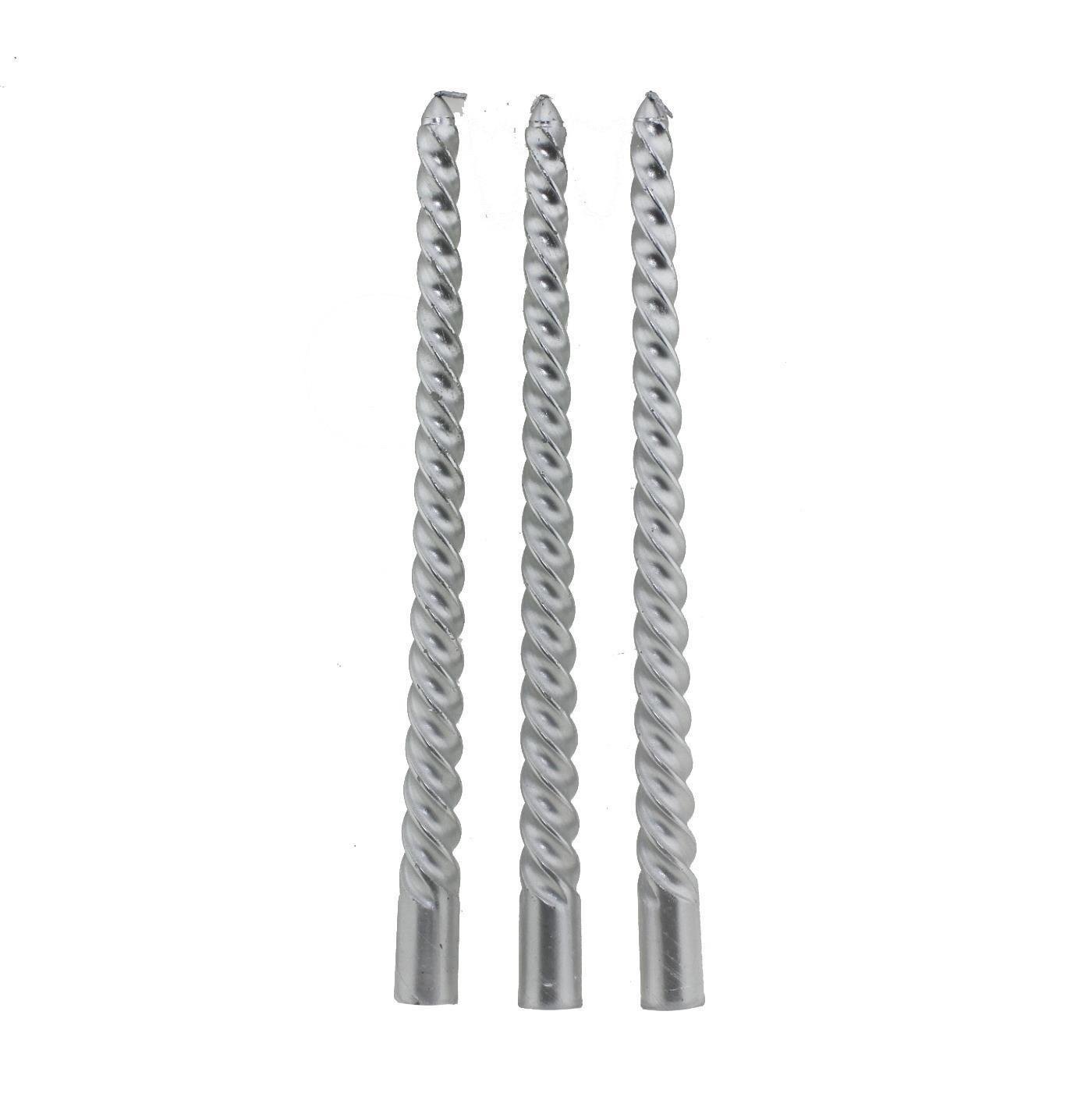 3 Adet 25cm Şamdan Mum Varaklı Spiral