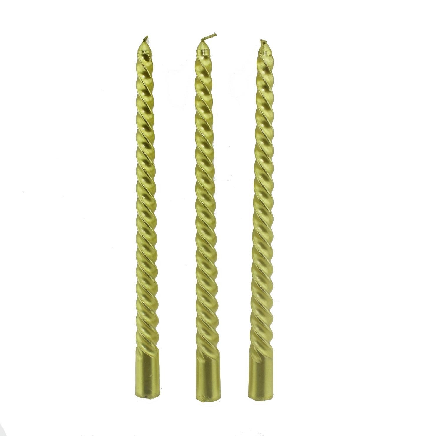 3 Adet 25cm Şamdan Mum Varaklı Spiral
