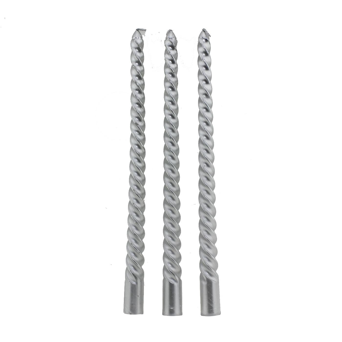 3 Adet 25cm Şamdan Mum Varaklı Spiral