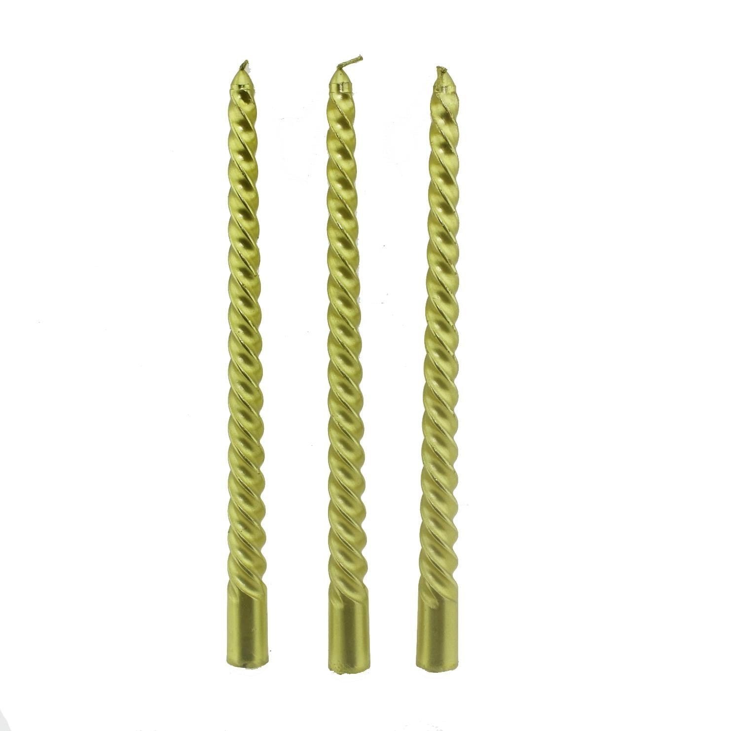 3 Adet 25cm Şamdan Mum Varaklı Spiral