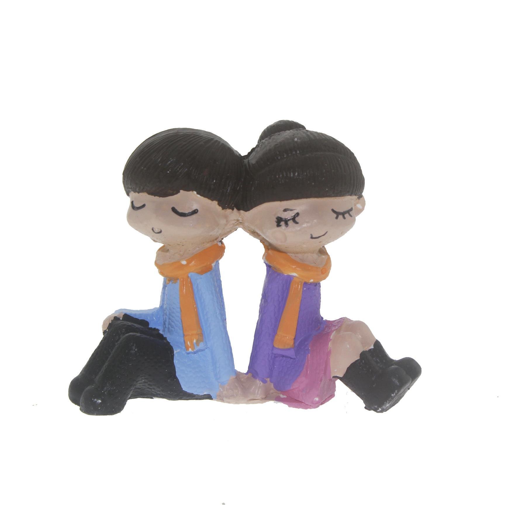 3 Adet 6x5cm Sırt Sıra Kız Erkek Biblo Terrarium Minyatür