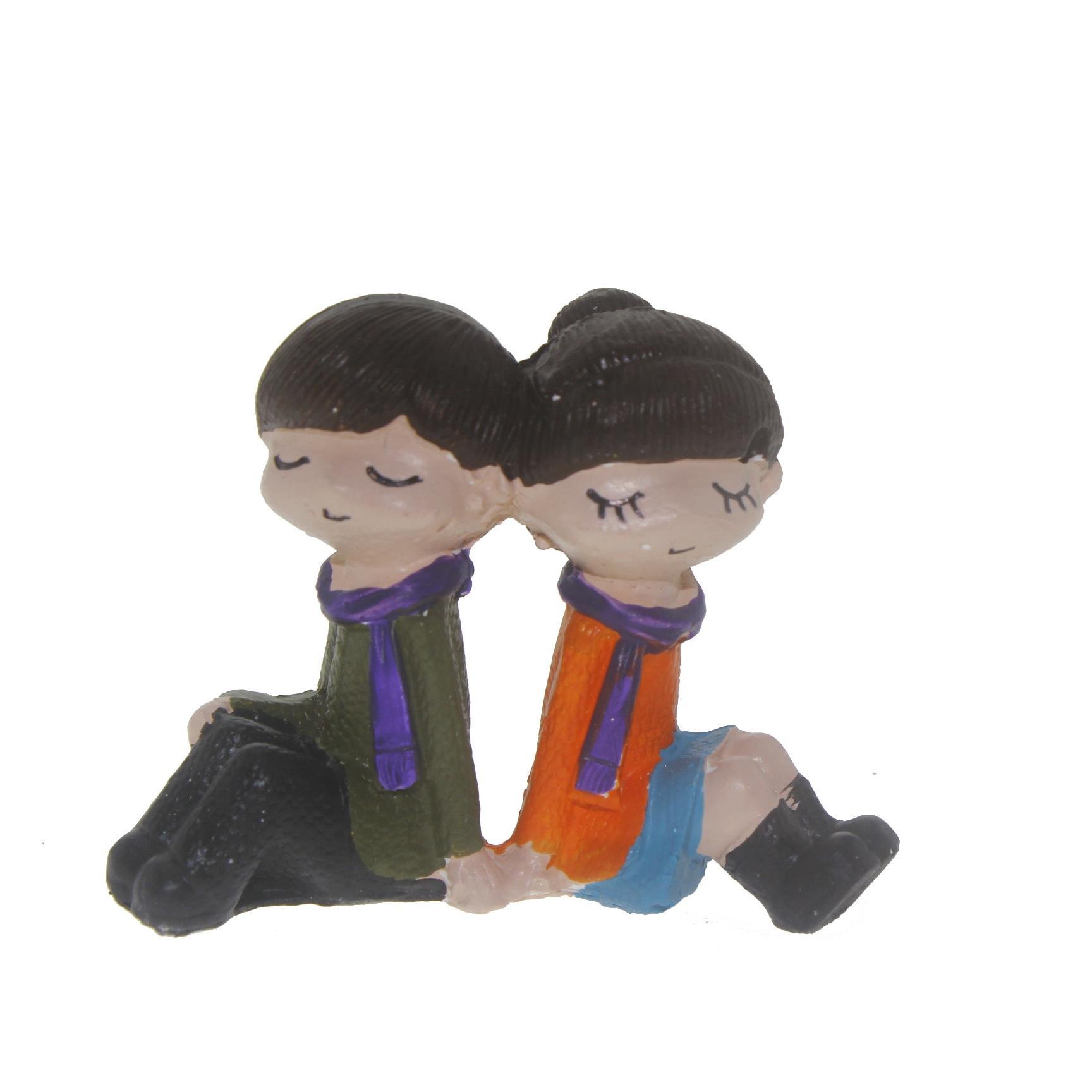 3 Adet 6x5cm Sırt Sıra Kız Erkek Biblo Terrarium Minyatür