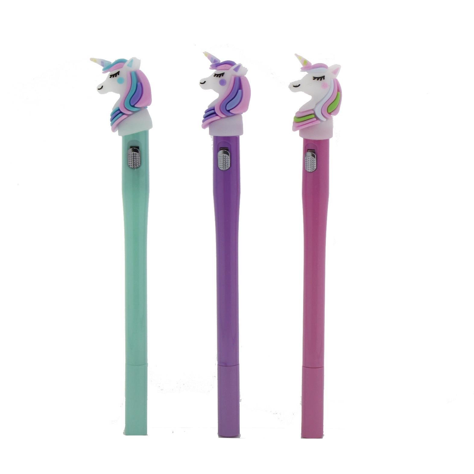 3 Adet Led Işıklı Unicorn At Tükenmez Kalem