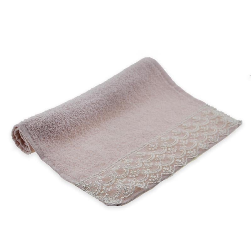 30x48cm Krem Dantel Güpür Pembe Havlu %100 Pamuk