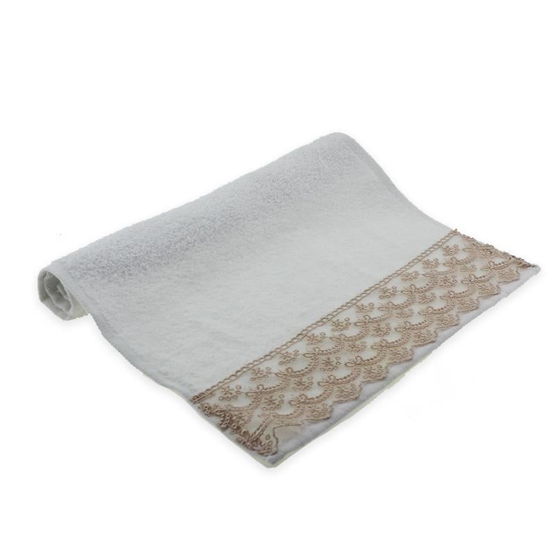 30x48cm Pudra Dantel Güpür Krem Havlu %100 Pamuk