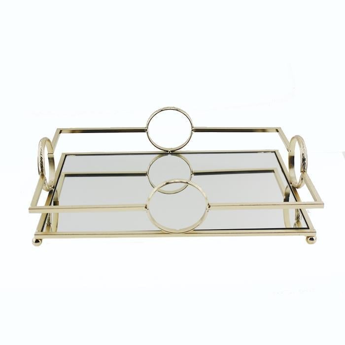 31x21cm Metal Tepsi Aynalı Masa Sunum Organizasyon