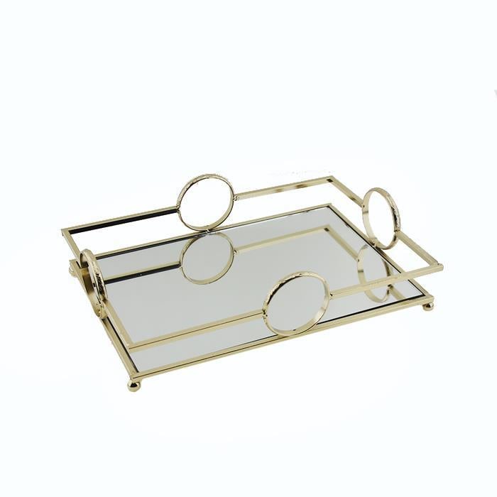 31x21cm Metal Tepsi Aynalı Masa Sunum Organizasyon