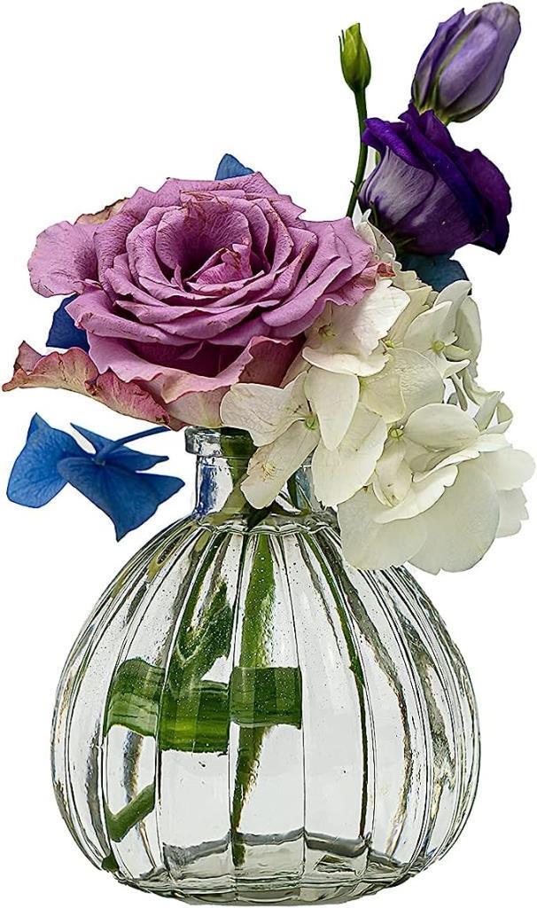 4 Adet 9,5cm Çizgili Cam Vazo Kavanoz Şişe