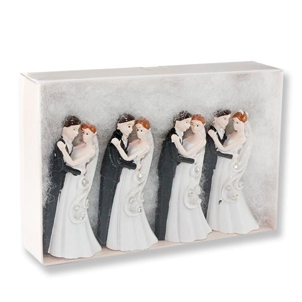 4 Adet Sarılan Gelin Damat Taşlı Biblo