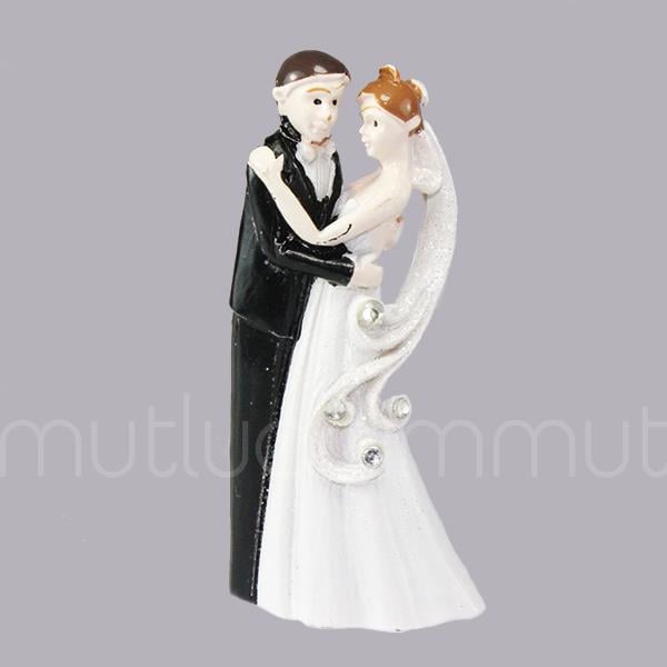 4 Adet Sarılan Gelin Damat Taşlı Biblo