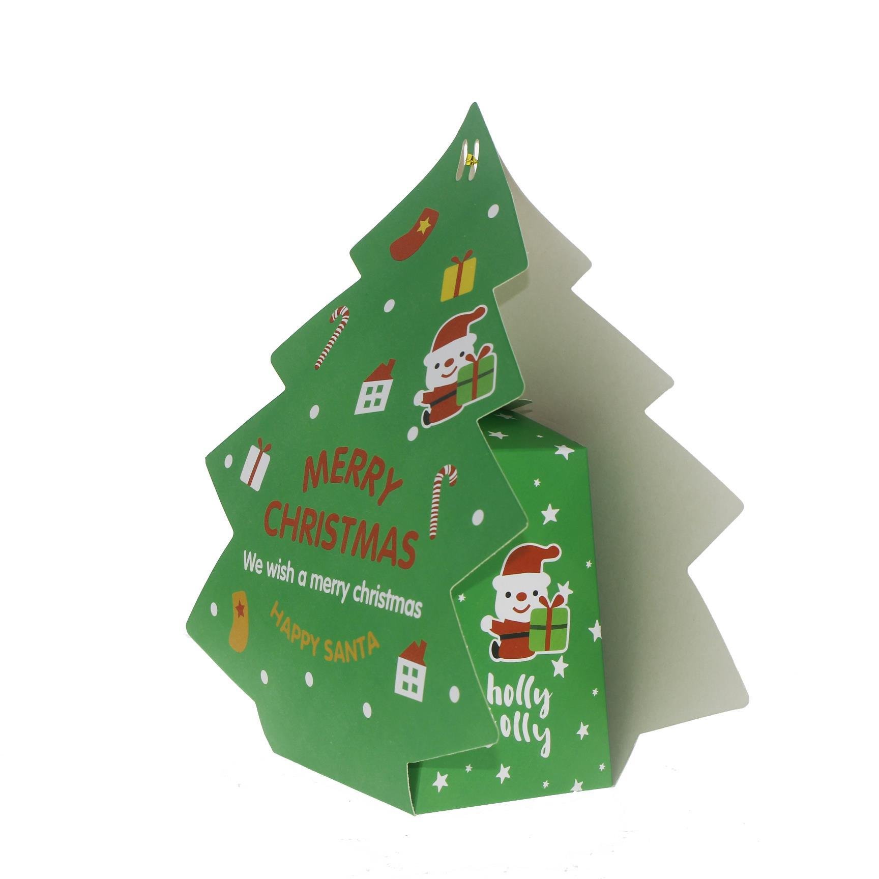 4 Adet Yılbaşı Karton Çanta Çam Ağacı 5X8X11cm