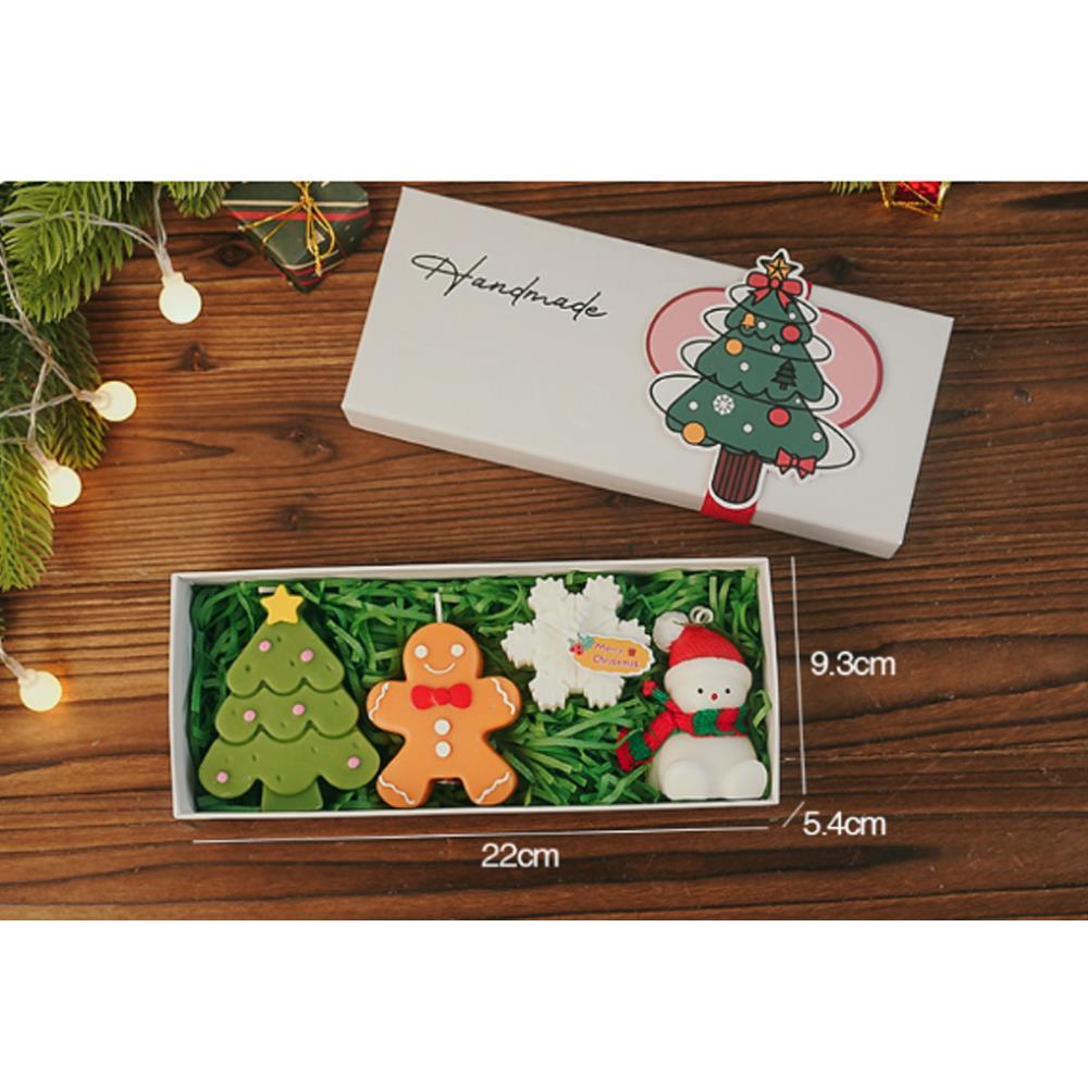 4 Adet Yılbaşı Mum Seti Kardan Adam Kar Tanesi Gingerbread Çam Ağacı