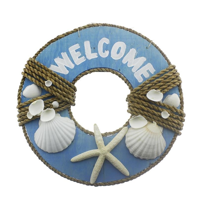 40cm Welcome Yazılı Doğal Deniz Kabuklu Kapı Süsü