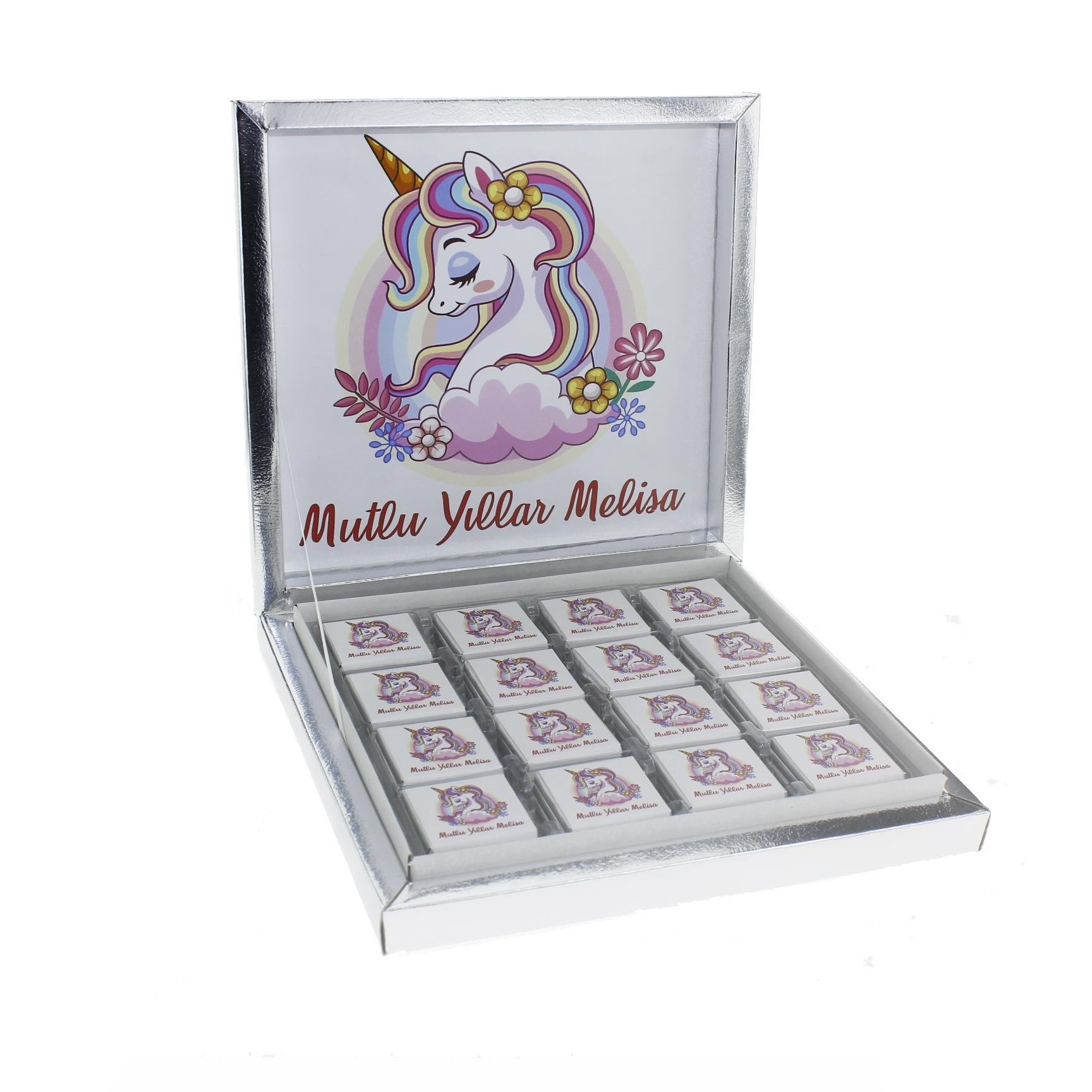 48 Adet Etiketli Unicorn Madlen Çikolata Bebek