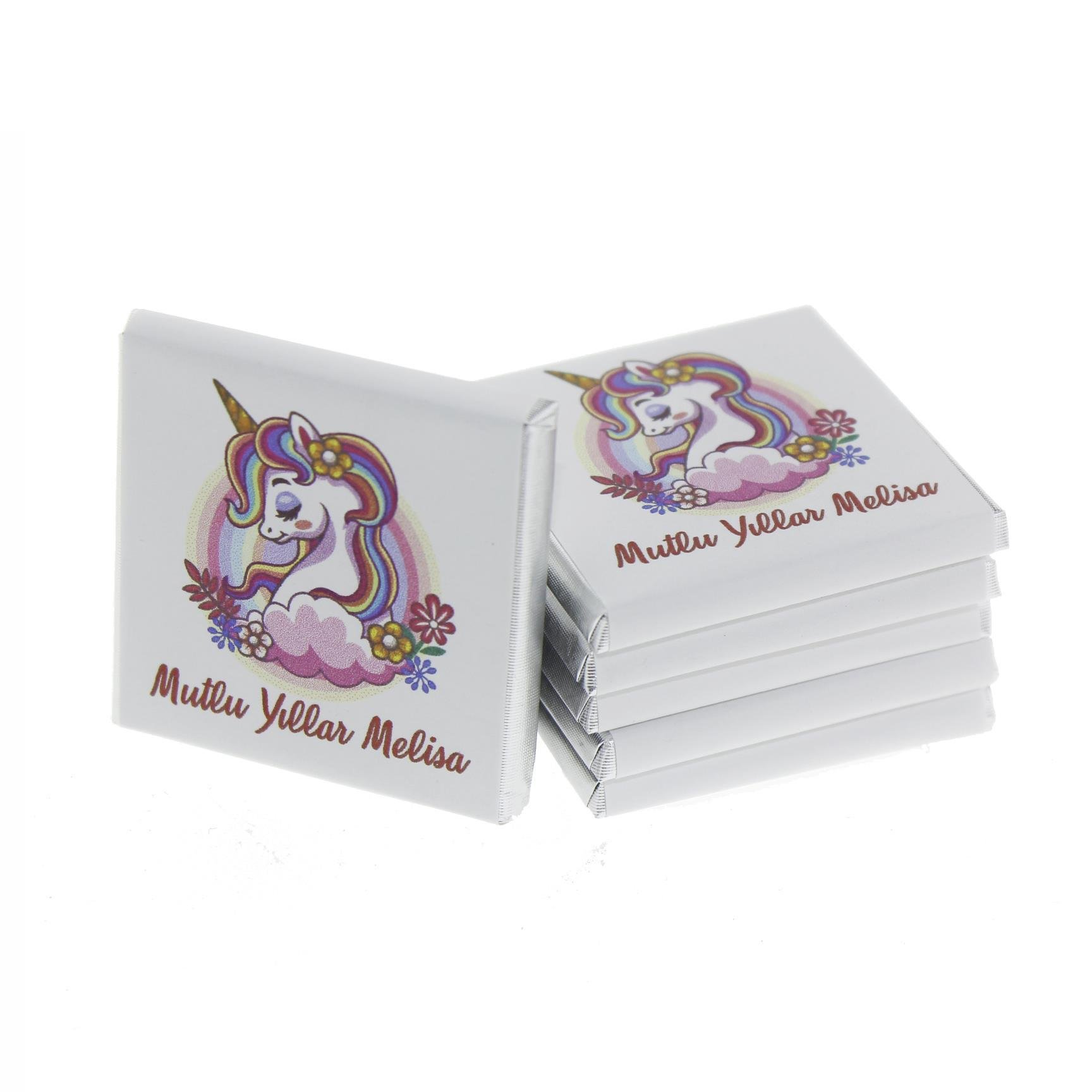 48 Adet Etiketli Unicorn Madlen Çikolata Bebek
