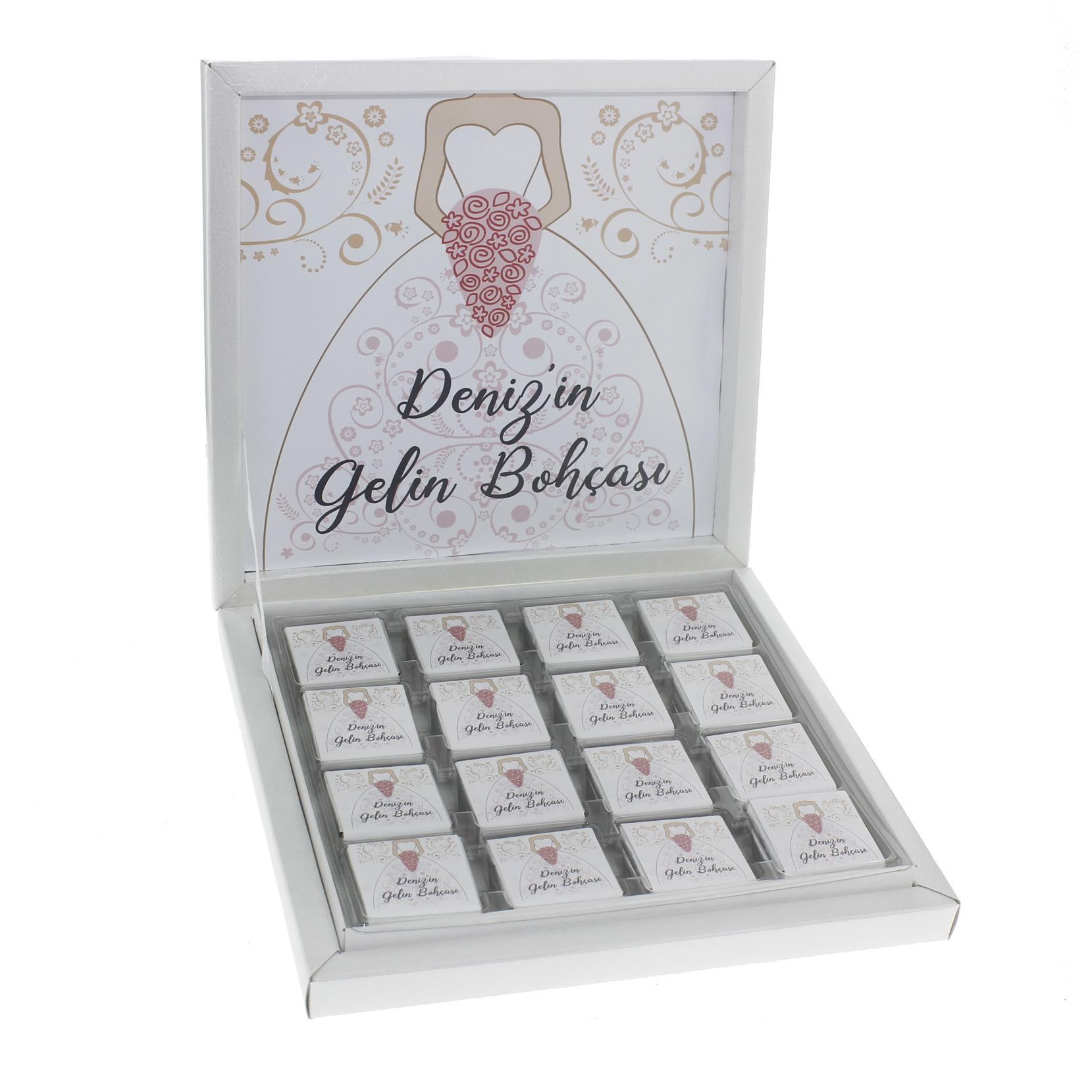 48 Adet Gelin Bohçası İsim Etiketli Söz Nişan Madlen Çikolata
