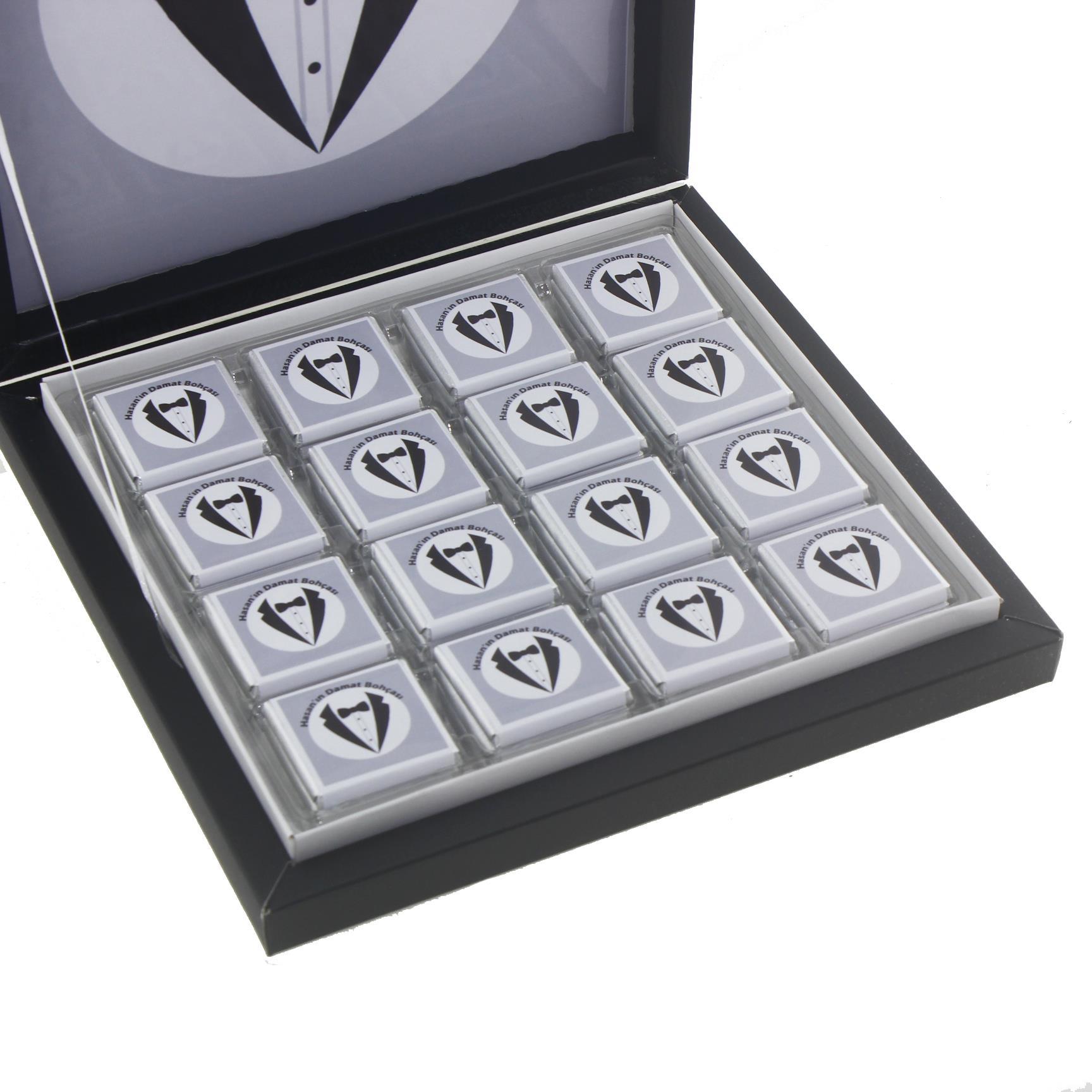 48 Adet İsim Etiketli Damat Bohçası Madlen Çikolata