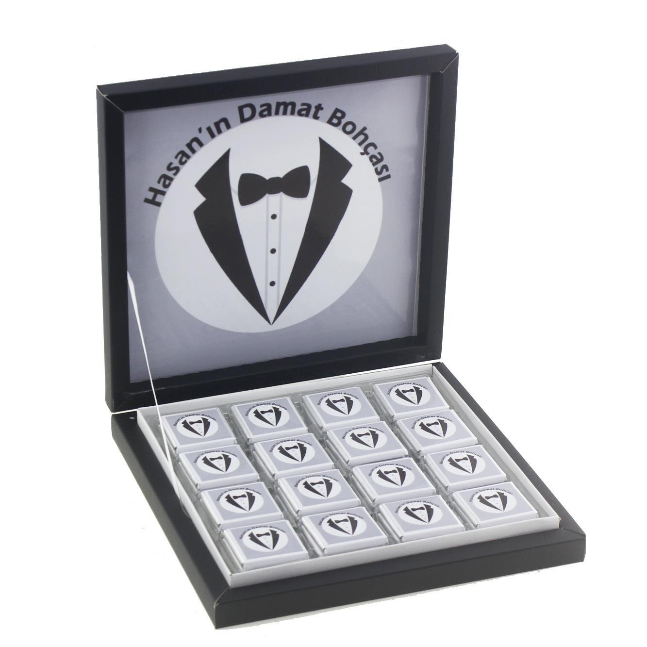 48 Adet İsim Etiketli Damat Bohçası Madlen Çikolata