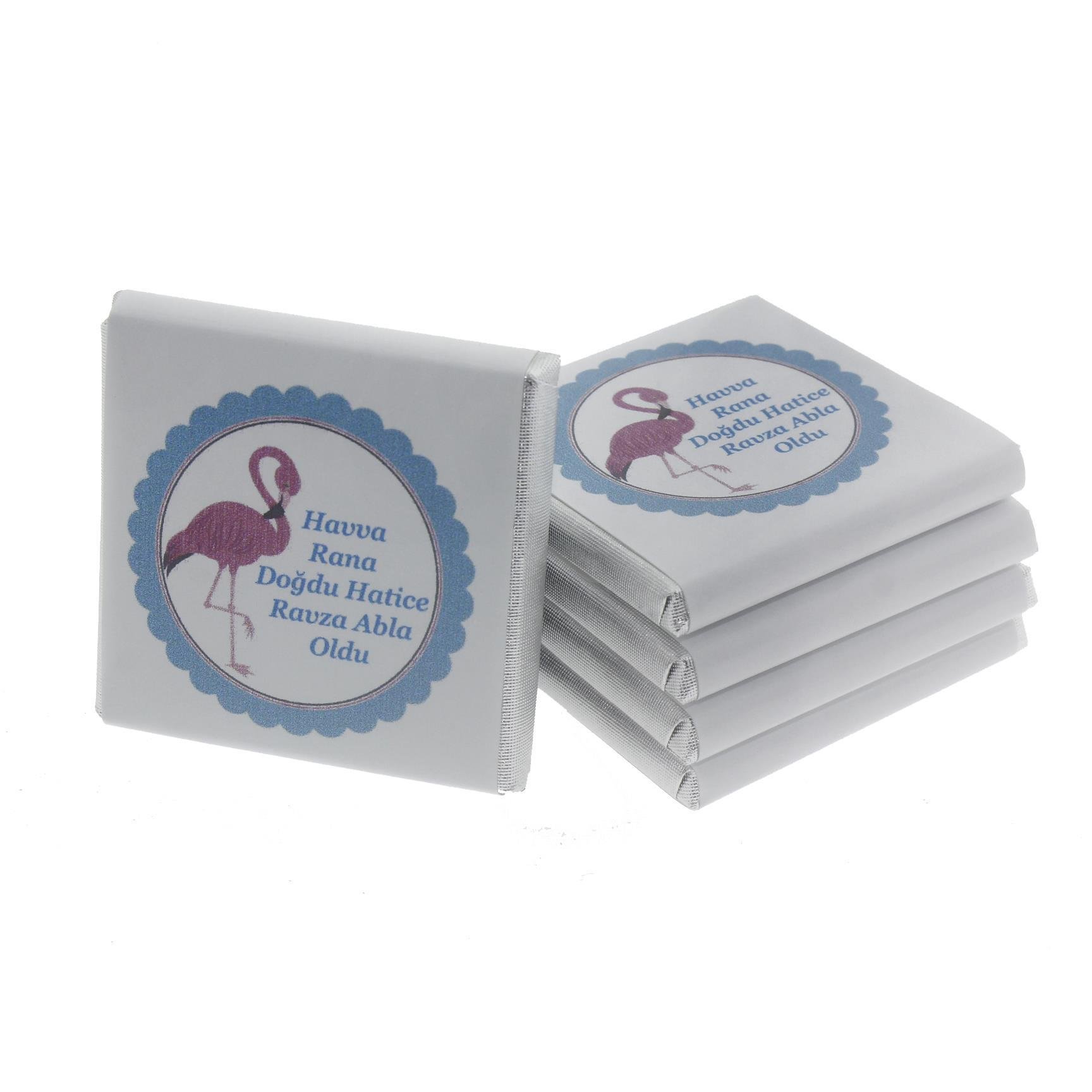 48 Adet İsim Etiketli Flamingo Madlen Bebek Çikolatası