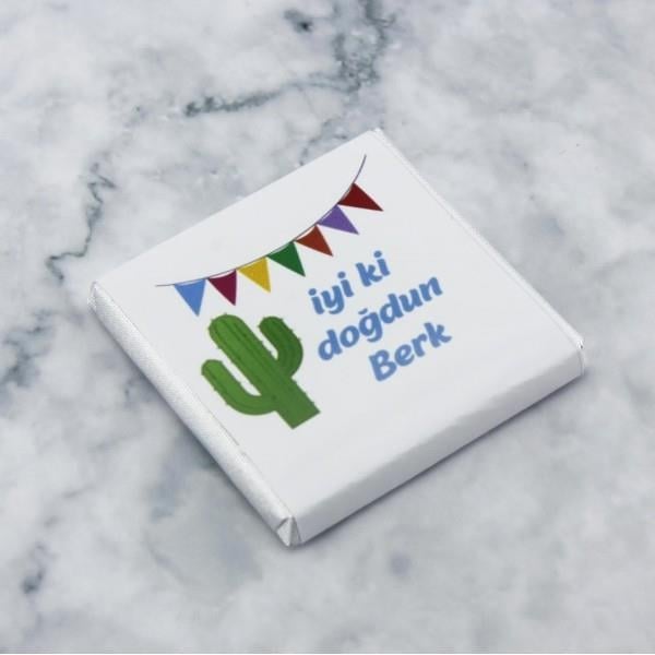 48 Adet  İsim Etiketli Kaktüs-Flamalı Madlen Çikolata